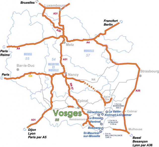 carte des Hautes-Vosges