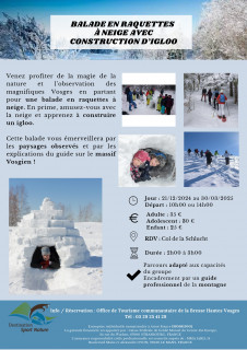 Balade raquettes à neige avec construction d'igloo - Destination Sport Nature - La Bresse Hautes Vosges